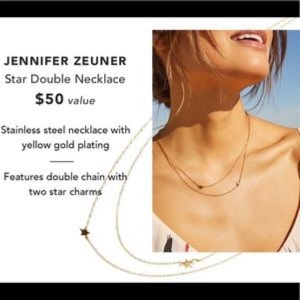 NEW Jennifer Zeuner Necklace Stars Double Chain Jewelry Gold JEN-FA-001 - Picture 15 of 16